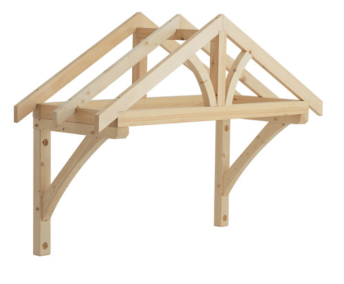 Bare timber canopy frame showing the joinery